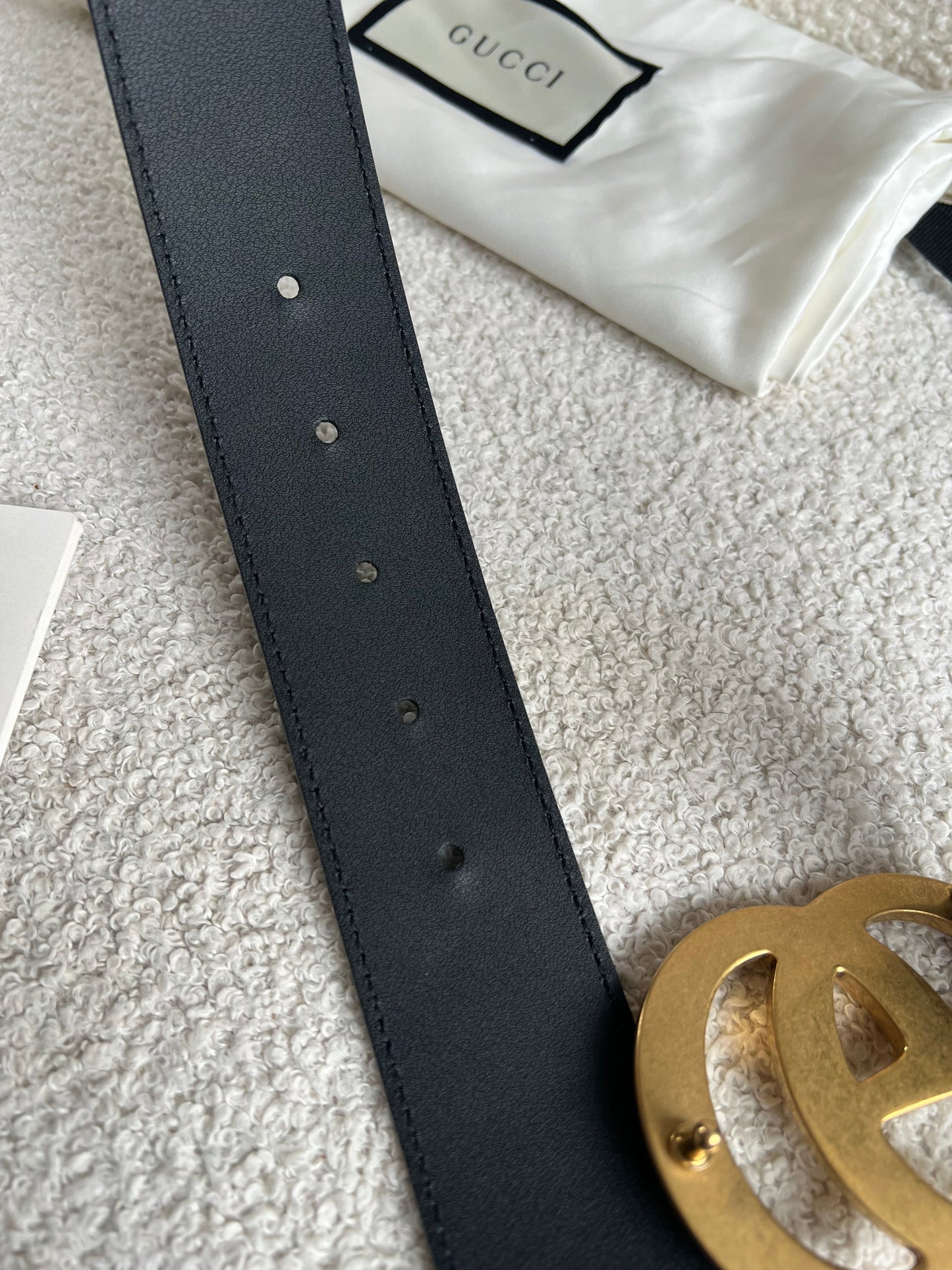 Gucci GG Marmont Black Wide Leather Belt with Shiny Gold Buckle (RRP £410)