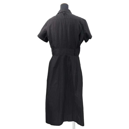 HERMES Zip-up Dress Mosaique motif Size 40 Black Cotton100%