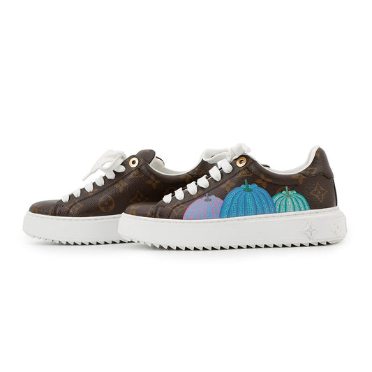 LOUIS VUITTON ★Yayoi Kusama Collaboration Time Out Sneakers Pumpkin Brown Monogram Size 35 1/2