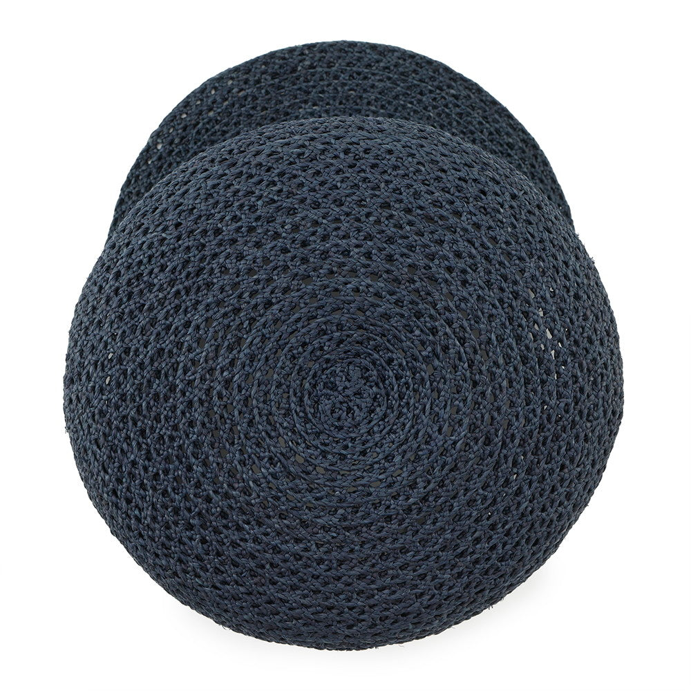 HERMES Side Serie Button Cap Size 58 Navy Raffia