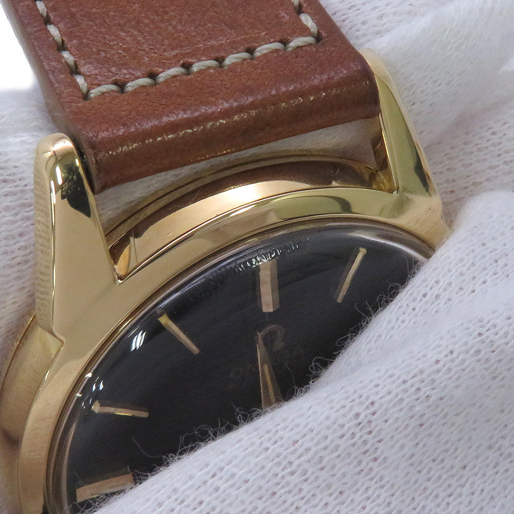 OMEGA Seamaster W33mm K18YG Leather Black Dial14704-3SC