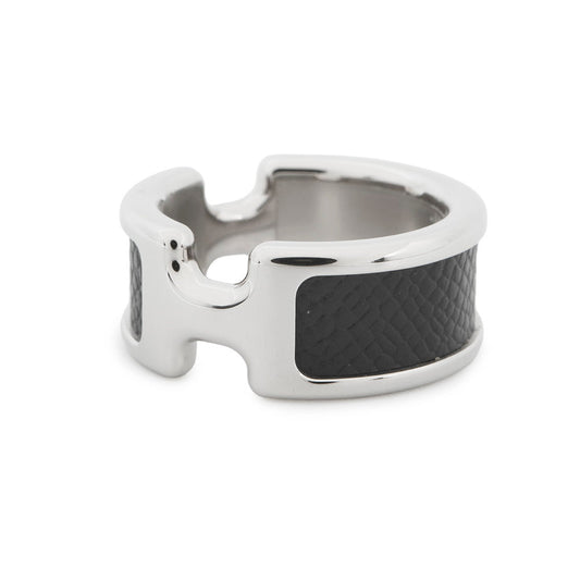 HERMES Orump Ring Size PM/S/#11 Black Epsom Metal
