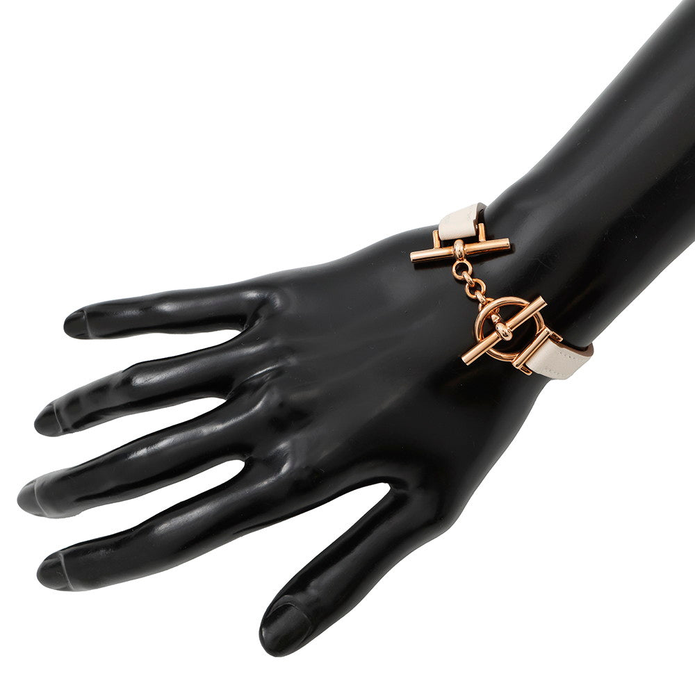 HERMES Leather Bracelet Croisier Size T2 Nata Swift Leather