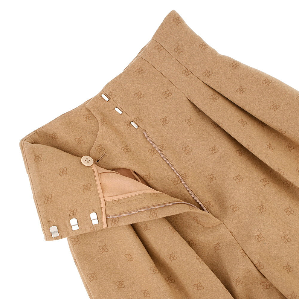 FENDI FF Calligraphy Shorts Size 36 BeigeFR6336 Wool 90% Cashmere8% Polyurethane2%