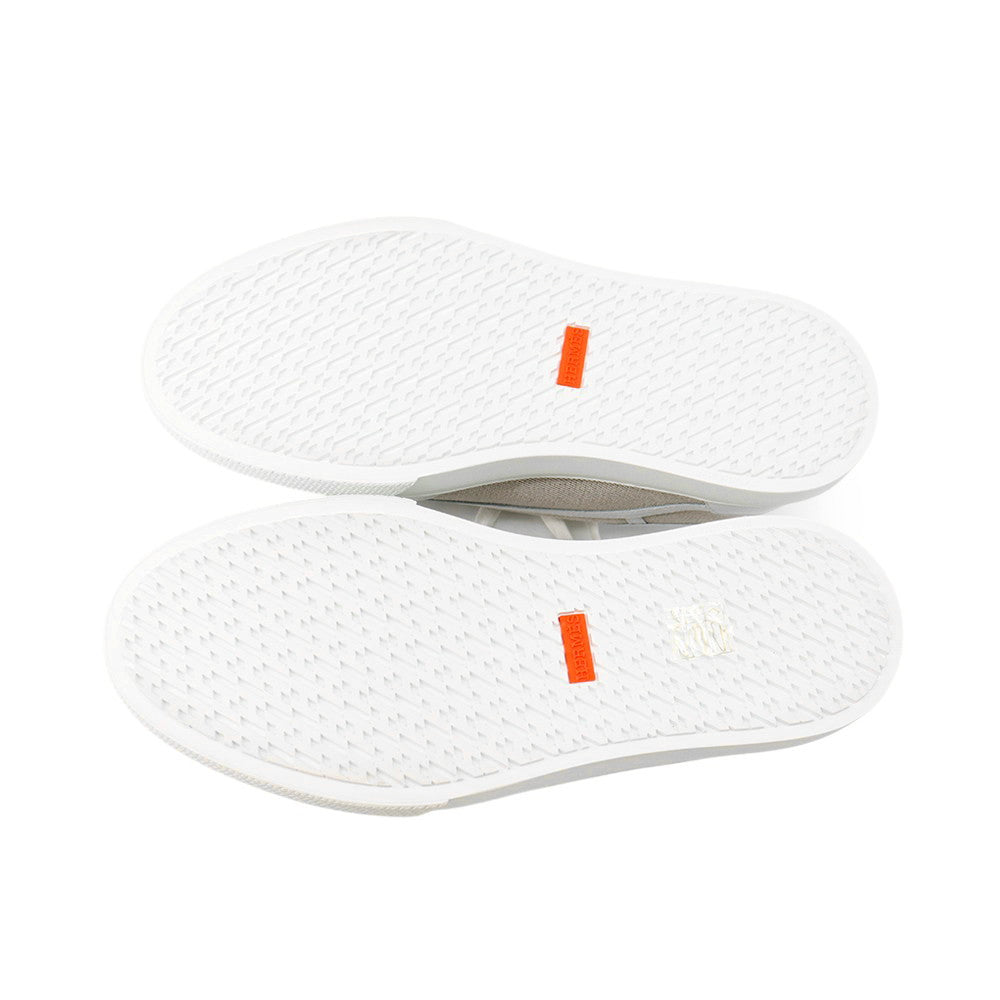 HERMES Get Sneakers Gray/White Leather Canvas Size 40.5