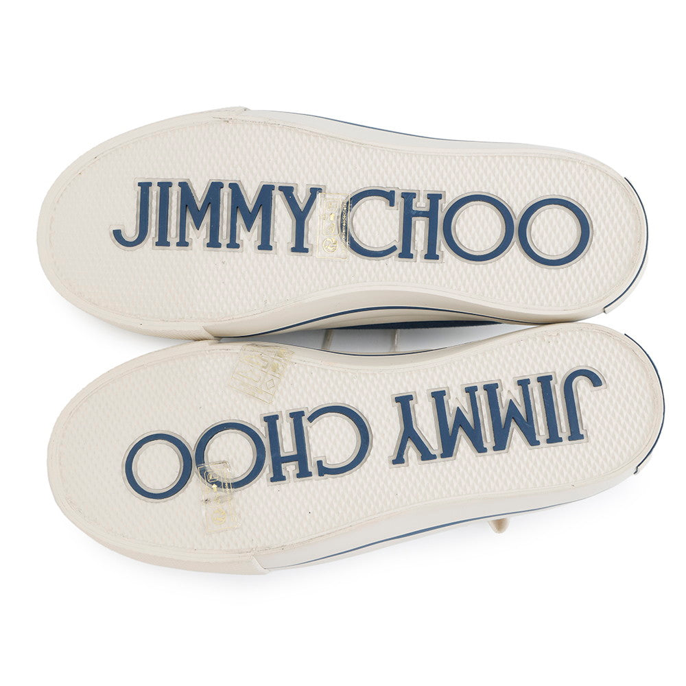 JIMMY CHOO FENIX Sneakers Blue/Ivory Canvas Rubber Size 35