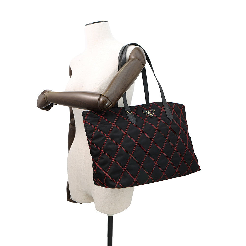 PRADA Tote Bag Black1BG085 Nylon Saffiano LeatherLeather