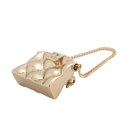 CHANEL Matelasse bag motif brooch Champagne Gold Metal