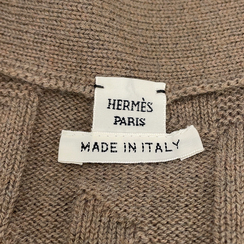 HERMES H motif long cardigan Size 36 Brown4E2522D3 Wool 100%