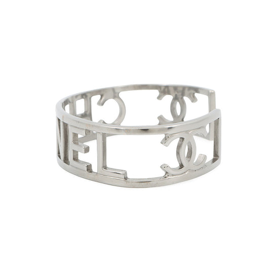 CHANEL Logo Watermark Bangle Metal