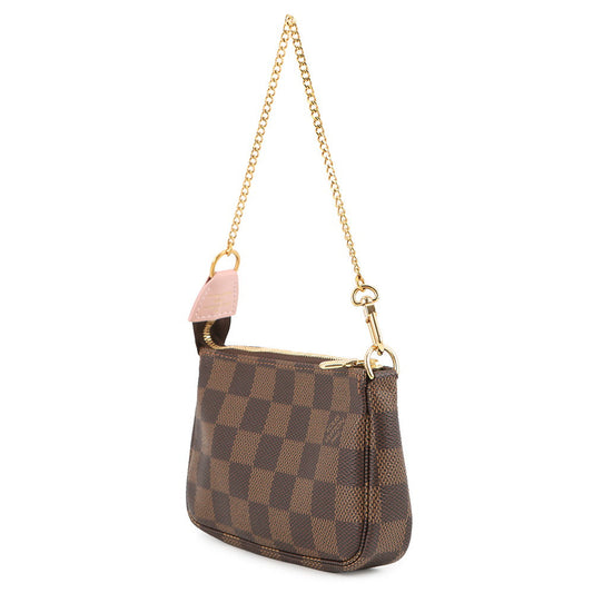 LOUIS VUITTON Mini Pochette Accessoires PinkN60402 Damier Ebene Canvas Vivienne