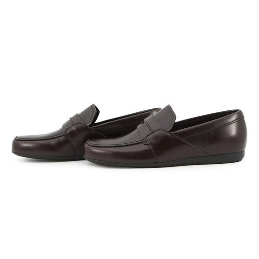 PRADA Brushed Leather Square Toe Loafers Brown2DE075 Leather Size 5