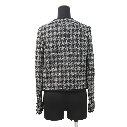 Dior Cropped Houndstooth Collarless Jacket Size 36 Black/White421V58A7796 Cotton54% Acryl27% Nylon19%