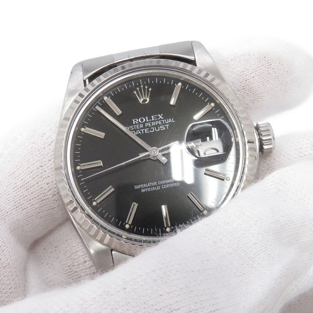 ROLEX Datejust W36mm Stainless Steel K18WG Black Dial16014