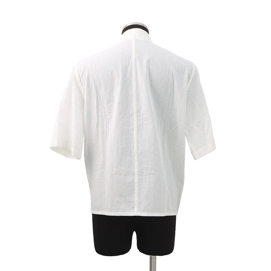 HERMES Zip-up short-sleeved overshirt Size Chronomat 44 White Cotton100%