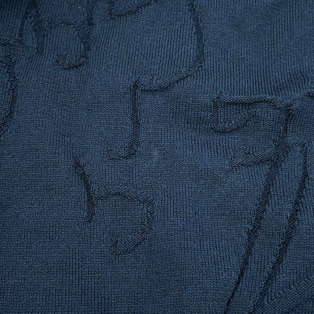 Berluti Scritto Jacquard Cardigan Size M Cold Night BlueR27KCL81 Silk55% Cotton45%
