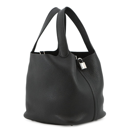 HERMES Picotin Lock Black Taurillon Clemence Size MM