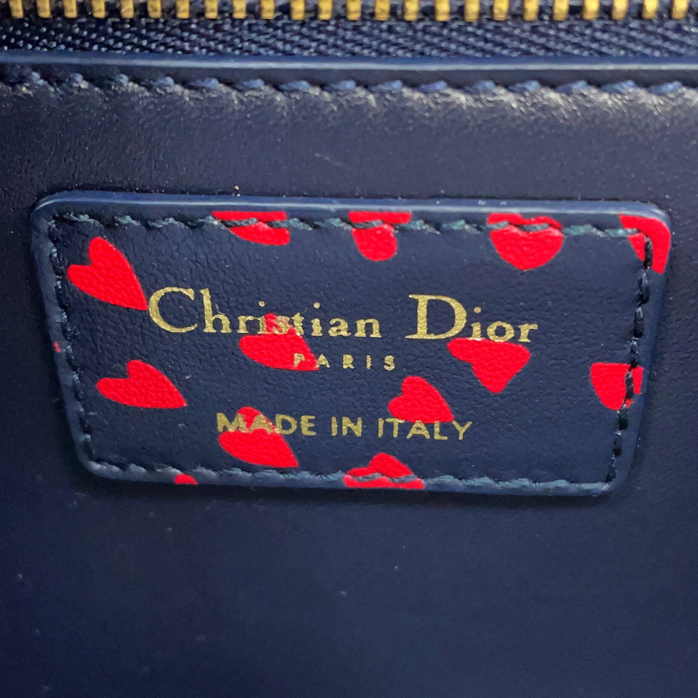 Dior Montaigne Heart Shoulder Bag Navy/Red Leather Size 30