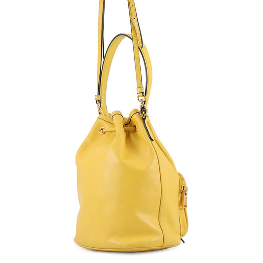 PRADA Duet 2way Bag Yellow1BH038 Calf Leather Saffiano LeatherLeather