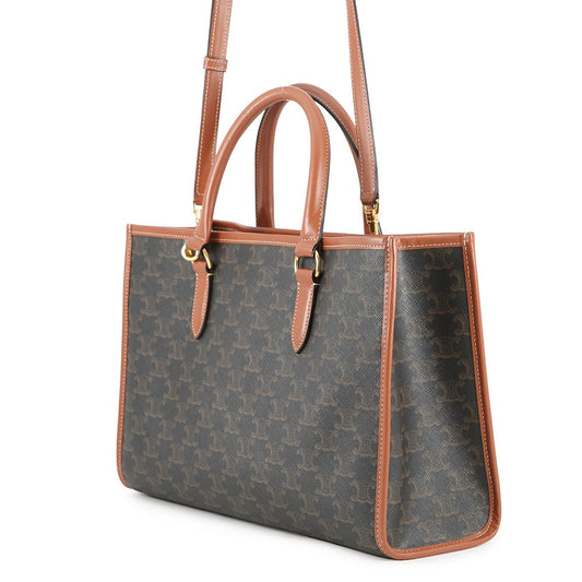 CELINE Triomphe Horizontal Cabas Tote Tan199742 PVC Leather Size Mini