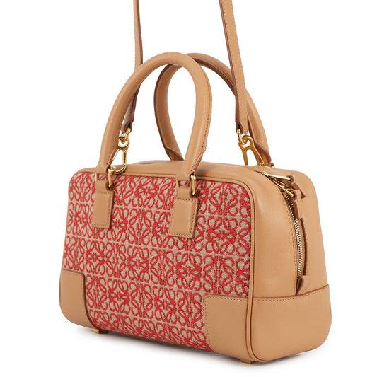 LOEWE Amazona Anagram Warm Desert/RedA039N07X03 Calf Leather Canvas Size 23