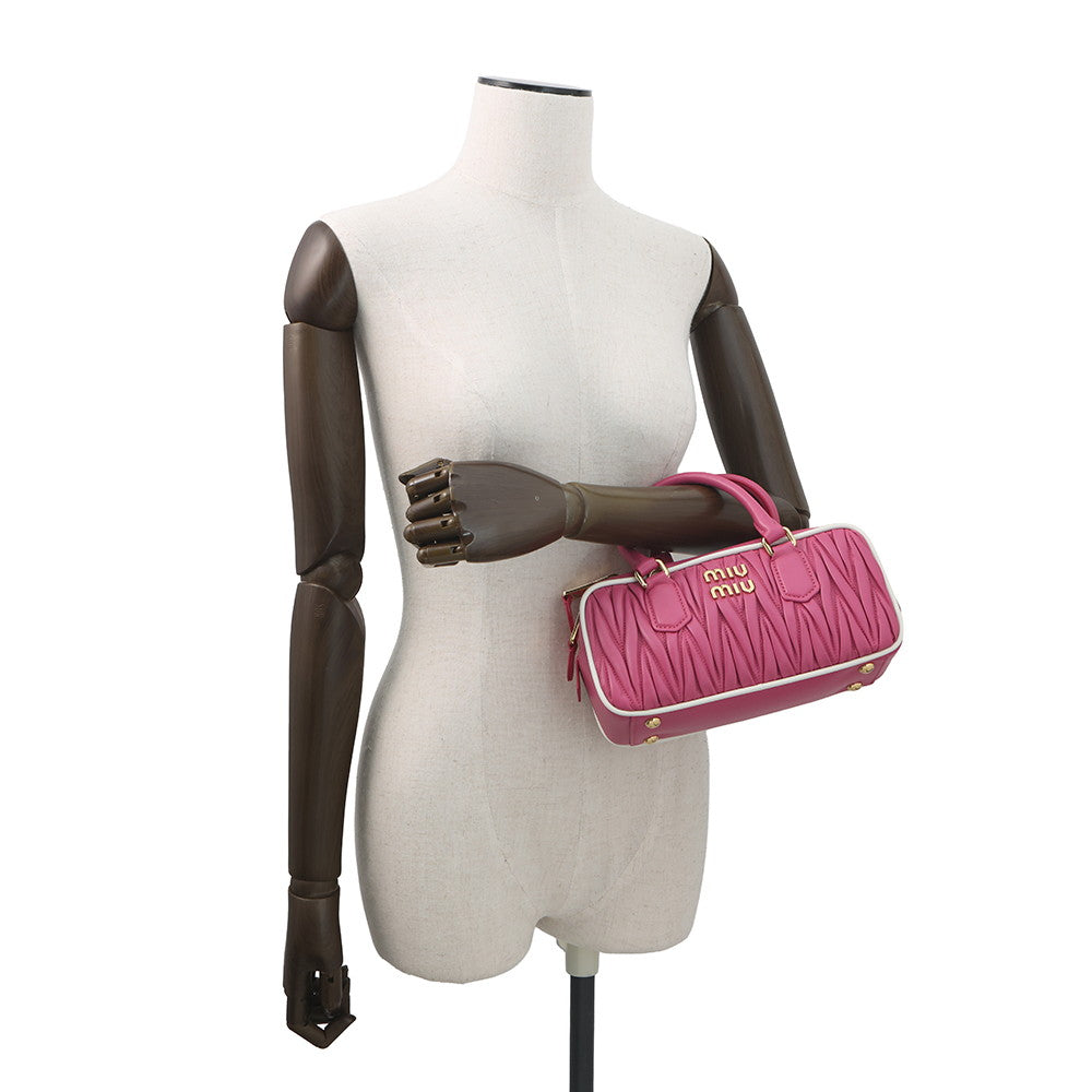 MIUMIU Arcadi Matelasse 2-way Bag Pink5BB142 Leather