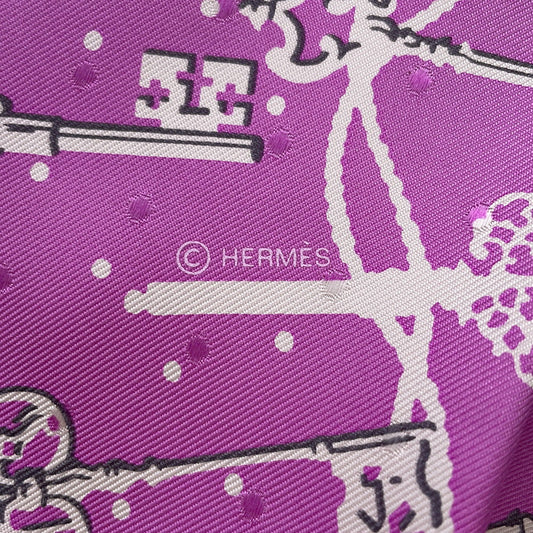 HERMES Carre Size 55 Purple Silk100%