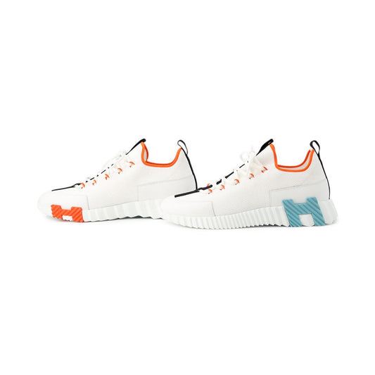 HERMES Sneakers Lift Multicolor / White Knit Calf Leather Size 38.5