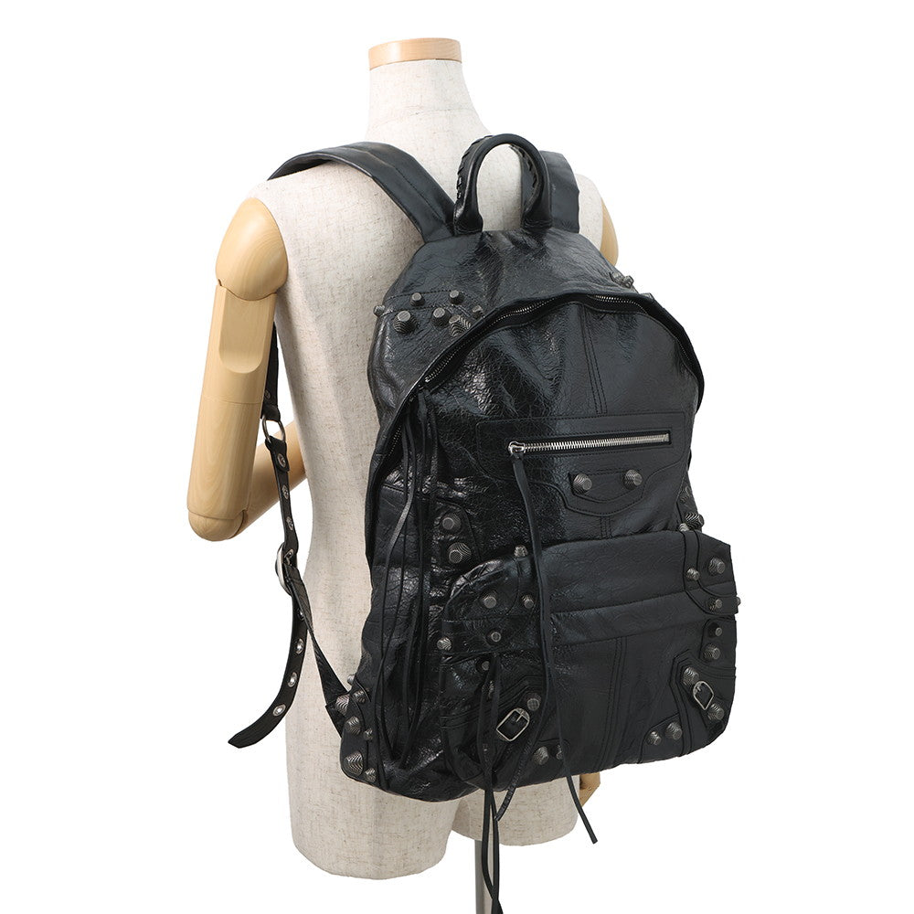 BALENCIAGA Le Cagoule Backpack Black766297 Leather