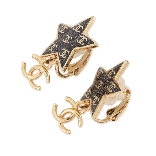 CHANEL Star CC Logo Earrings Black/Righe RainbowABC697 Metal