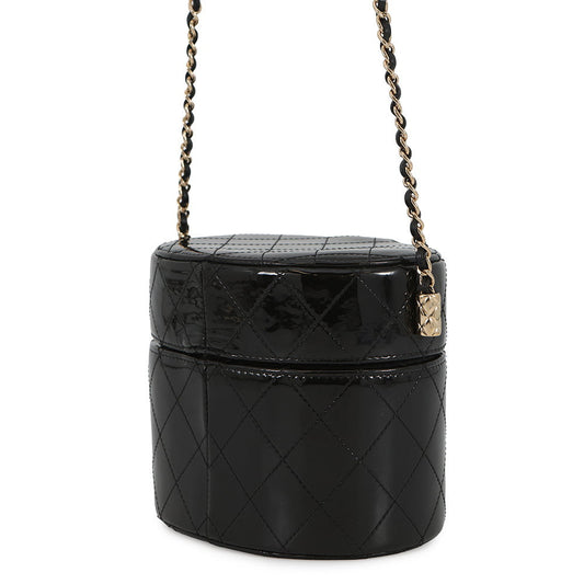 CHANEL Vanity ChainShoulder Bag BlackAP1616 Patent Leather