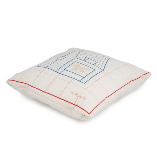 HERMES Bag Cushion Blue・Bread Wool 97% Cashmere3% Size 43x43