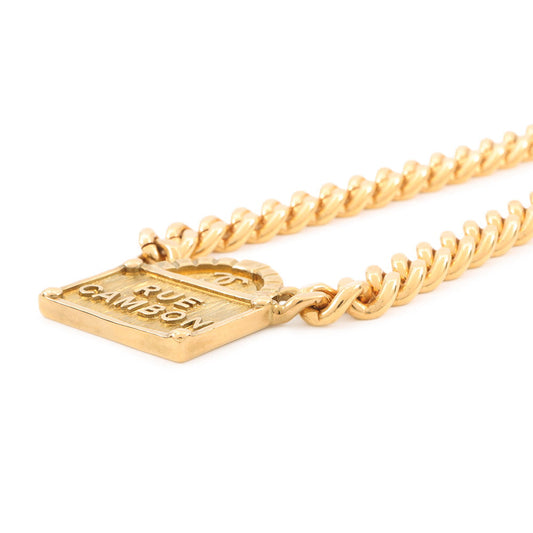 CHANEL RUE CAMBON logo necklace GoldAB8651 Gold Plated