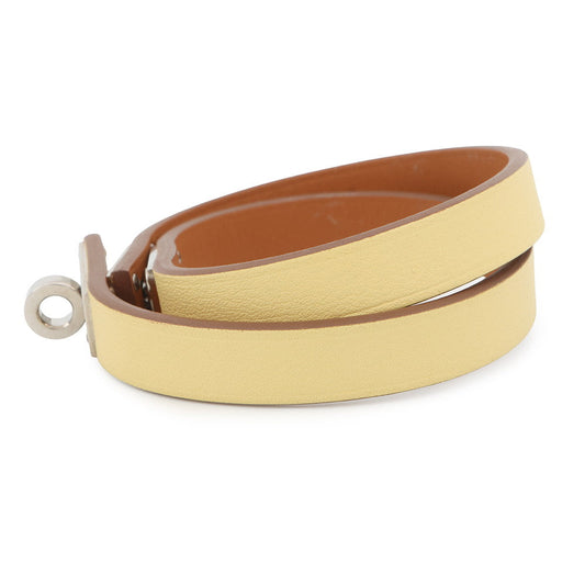 HERMES Kelly Duble Tour Bracelet Size T2 Jaune Poussin Swift Leather