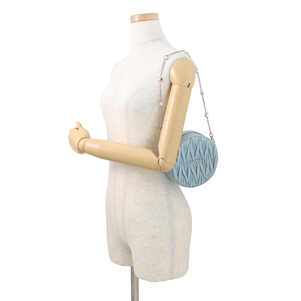 MIUMIU Materassee 2WAY Shoulder Bag Light Blue5BH191 Leather