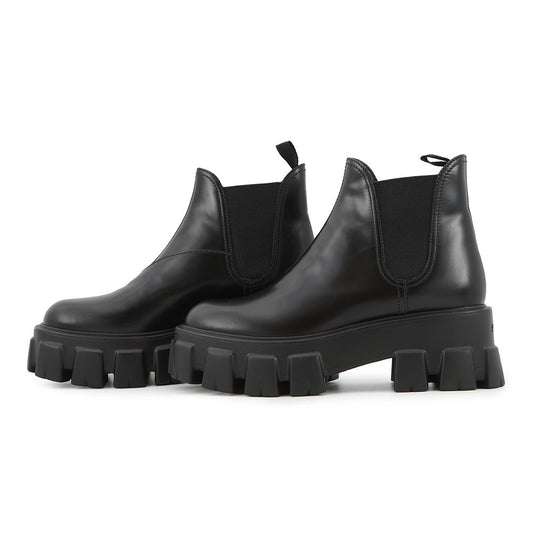 PRADA Monolith Side Gore Boots Black1T725L Leather Rubber Size 35H