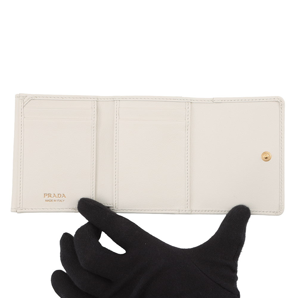 PRADA Trifold wallet White1MH043 Leather