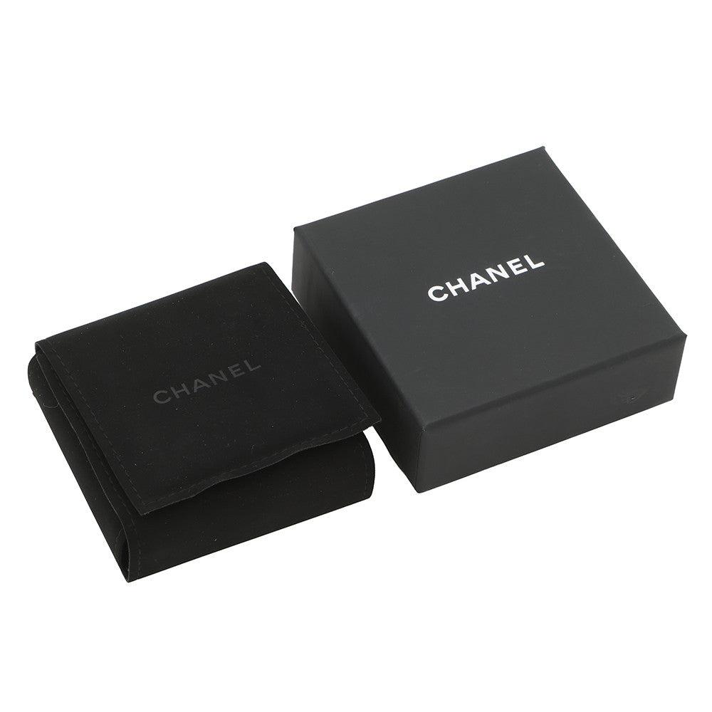 CHANEL CC Logo NO5 Faux Pearl Clover Earrings Silver Metal Rhinestone Faux Pearl