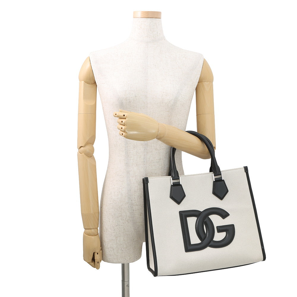 DOLCE&GABBANA DG Logo 2-Way Tote Bag Ivory/BlackBM2012AY9968S469 Canvas Leather