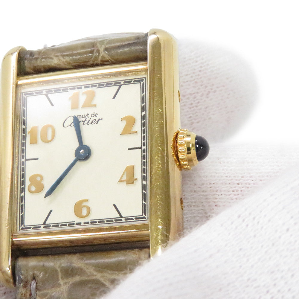 CARTIER Must Tank SM Vermeil H28mmxW20.5mm SV925 Gold Plated Ivory DialW1008354