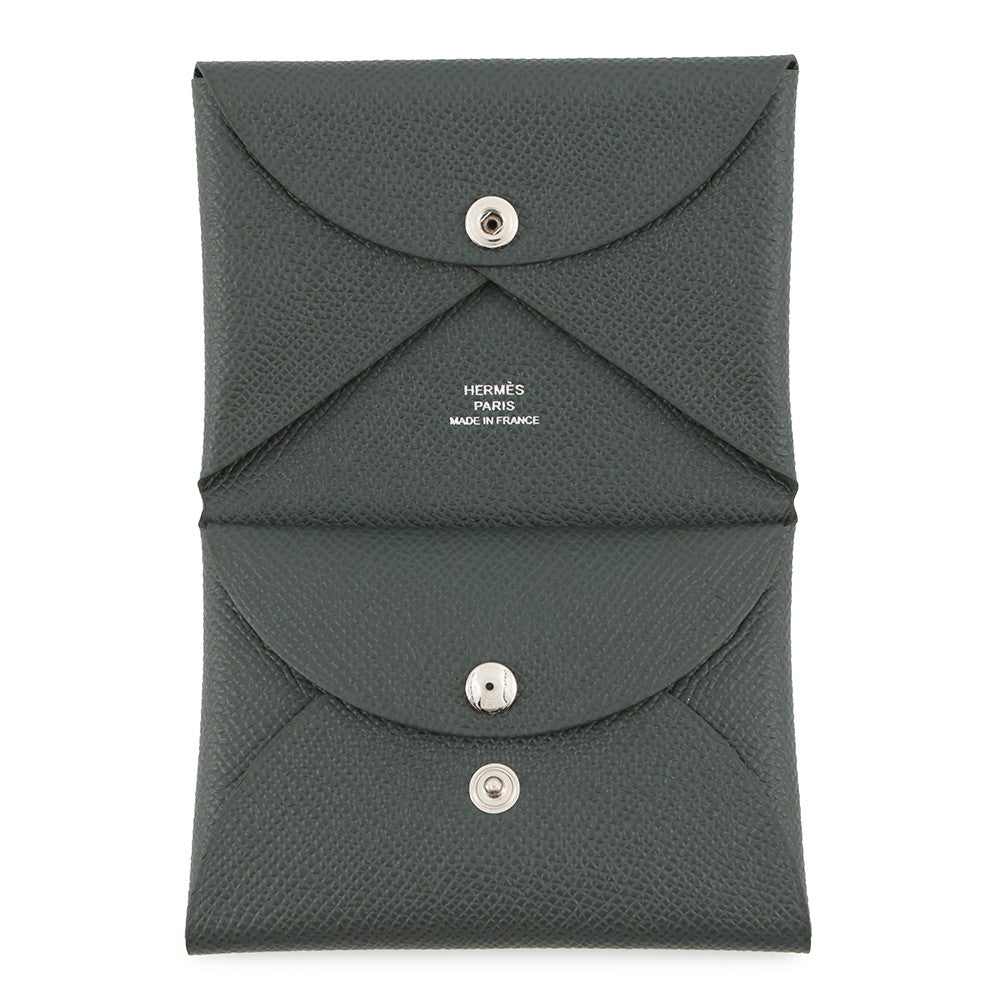 HERMES Calvi duo Vert Mangrove Epsom