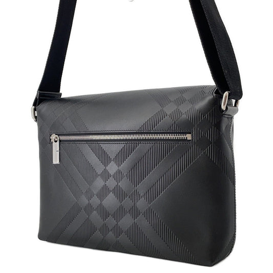 BURBERRY Embossed Check Messenger Bag Black81019221 Calf Leather
