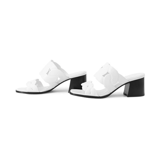 HERMES Gabby Sandals White Leather Size 37