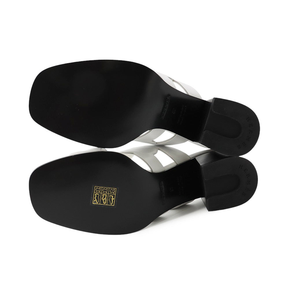 HERMES Gabby Sandals White Leather Size 37