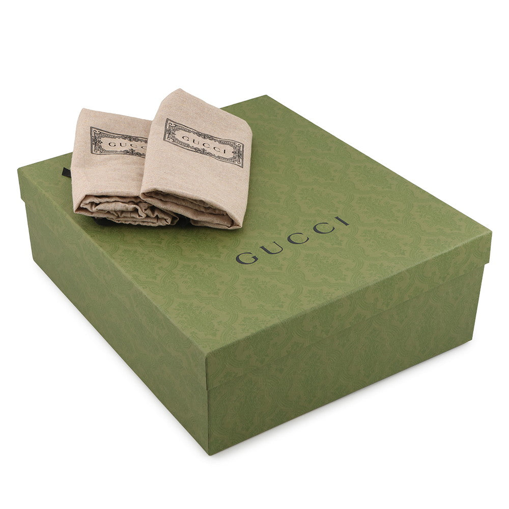 GUCCI Double G EncreBoots Black719849 Leather GG Canvas Size 34 1/2