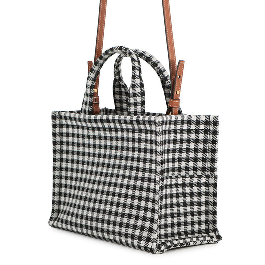 CELINE Kabatais 2-Way Bag White/Black199162 Canvas Leather Size Small