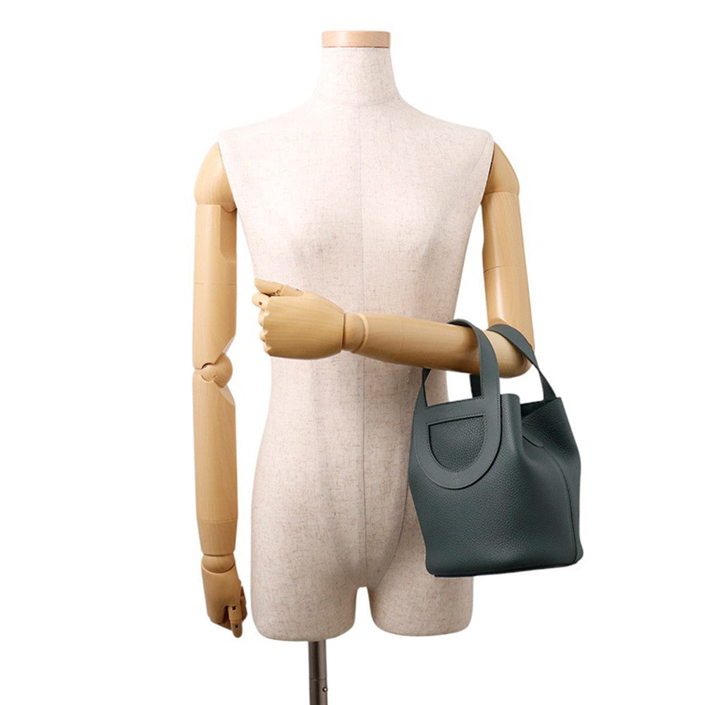 HERMES In the loop Vert Mangrove Taurillon Clemence Swift Leather Size 18