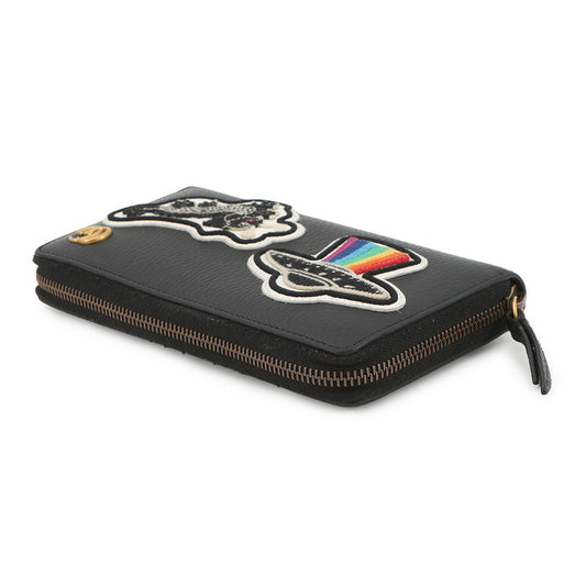 GUCCI GG Marmont Zip AroundNagazaiCloth Black/Multicolor474584 Leather