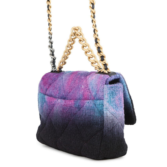 CHANEL CHANEL19 ChainShoulder Bag Black/PurpleAS1160 Tweed