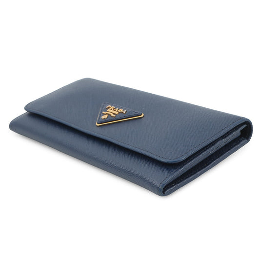 PRADA triangle logo long wallet Blue1MH132 Saffiano LeatherLeather